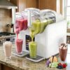 CYMYYDS 185W Commercial Slush Machine, Soft Serve Ice Cream and Slushie Maker with 7 Presets and Color Touch Screen, for Frozens Margaritas, Frappes, Smoothies & Shakes DoubleBowl-Black