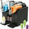 CYMYYDS 2-Tank Slushie Machine, Soft Serve Ice Cream Maker, No Ice Needed, Rapid Chill & Temperature Control, for Smoothies, Milkshakes, Margaritas Black