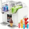 CYMYYDS 430W Dual Tank Slushy Maker, Soft Serve Ice Cream Machine with 7 Preset Programs and Self-Cleaning, Ideals for Frozens Margaritas, Cocktails and Smoothies White