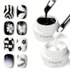 CYOZTE No Wipe Black White Nail Art Liner Gel, Creamy Painting Gel for Lines, Floral & French Nails, UV LED Cure Salon Home DIY Gel Polish