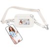 cysiyu Small Crossbody Bag with Phone Lanyard and Wrist Strap Mini Checkered 4.5x6.5 Purse with RFID Clip and Go for Travel (White, Small)