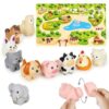 CZTCDP 10Pcs Farm Animal Toys with Activity Map, Montessori Fine Motor Sorting Games for Toddlers 1-3, Educational Sensory Animal Figures Gift for 1 Year Old Boy Girl
