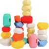 D-FantiX 39 PCS Stacking Rocks Stones Building Blocks, Montessori Toys for 3 4 5 6 Year Old Toddlers and Kids, Sensory Toy Balancing Stacking Game for Boys and Girls