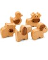 DadCarved 5-Piece Wooden Farm Animal Blocks for Toddlers 1-3