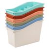 DAGLLGEW 6 Pack Pastel Book Bins – Stackable Plastic Classroom Book Bins, Multipurpose Storage Organizers For Home & Office (11.4x5.5x7.5 Inches) Classroom Bulk Pastel