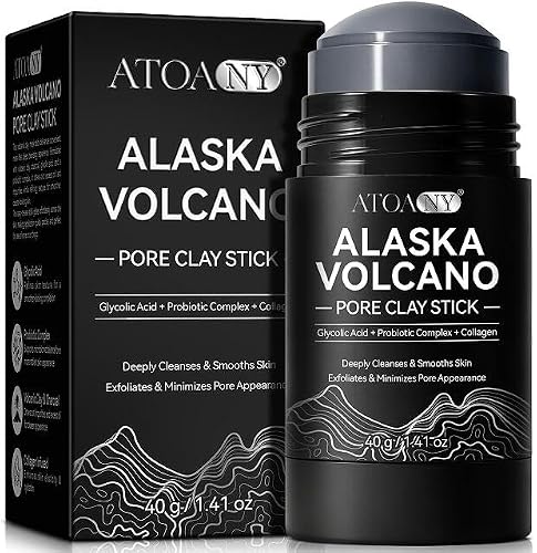 Daiasns Alaska Volcano Clay Mask Stick for Face, Deep Pore Cleansing Mask with Glycolic Acid, Oil Control, Blackhead Remover, Pore Minimizer, Volcanic Clay Stick for Oily & Combination Skin