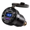 DaierTek Waterproof DIN/Hella USB Charger Adapter,DC QC Powerlet Motorcycle Phone Charger with Blue LED for BMW Triumph Tiger Ducati