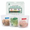 DAILYKEEP Reusable Silicone Food Storage Bags, Pre-Labeled 3-Bag Meal Prep