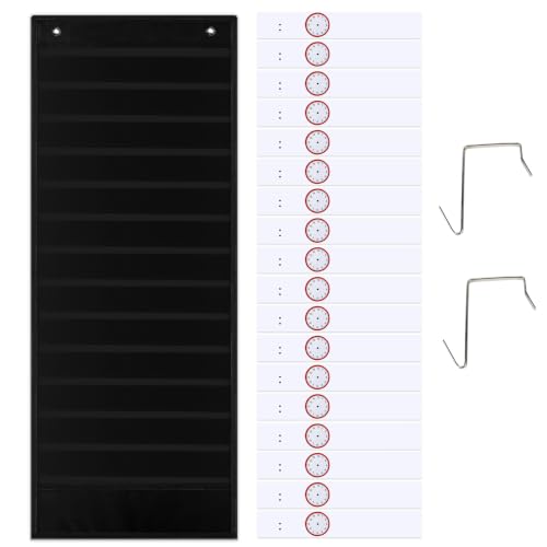 Daily Schedule Pocket Chart Visual Schedule Charts Calendar Pocket Chart Classroom Schedules Pockets Charts with 18 Dry Erase Cards, 13+1 Pockets and 2 Hooks for Classroom Home Office Teacher, Black