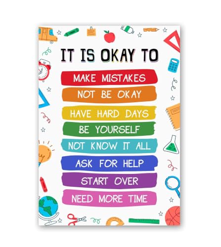DakbSma It Is Okay To Classroom Decoration, One Rule Poster Metal Tin Sign, Class Rules Decor, Teacher Appreciation Gifts, Door Hanger Wall Art, Back School Gift, First Day Of Gifts 8x12 inch
