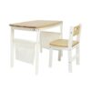 Damoch Family® Kids Desk & Chair Set (Age 3-8) - My First School Desk | Natural Wood Learning Station - Study Table, Art & Craft Table - with Ergonomic Chair | PVC Protector & 2 Storage Bags Supplied.