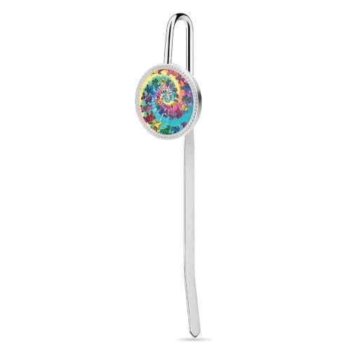Dancing Thanksgiving Bear Stainless Steel Metal Bookmark Long Bar Page Marker with Round Ornament Metal Book Marker for Reading Bibliophile Stationery Accessories Two Size Options