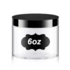 Dandat 1 Pcs Plastic Jar Container with Lid and Label Refillable Empty Round PET Cosmetic Sample Slime Container for Lotion, Cream, Ointment, Body Butter, Makeup (6 oz, Clear with Black Lid)