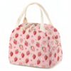 Dansydaisy Strawberry Lunch Bag Cute Corduroy Insulated Strawberry Lunch Box for Women Coquette Tote Bag Reusable Large Capacity Cooler Containers Preppy Stuff Gifts for Picnics Travel Outdoor
