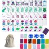DAO-UPPSE 4 Layer Acrylic Mahjong Set 160 Tiles - American Travel Game with Dice Engraved Tiles Carrying Bag 8 Colors