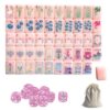 DAO-UPPSE 4 Layer Acrylic Mahjong Set 160 Tiles Pink - American Travel Game with Dice Engraved Tiles Carrying Bag for Home Social