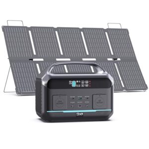 DaranEner Portable Power Station with 100W Foldable Solar Panel, 576Wh 600W(Peak 1200W) LiFePO4 Solar Generator, 1.1H Fast Charge, Pure Sine Wave UPS for Camping Home Emergency RV Power Outage