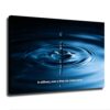 Dark Blue Water Drop Ripple Motivational Wall Art in Stillness Even A Drop Can Create Waves Liquid Splash Minimal Canvas Print Calm Decor for Bathroom Spa Bedroom (20x30Inch Frame)