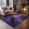 Dark Gothic 4x6 ft Washable Rug for Living Room Bedroom, Animal Raven Stone Pillar Candlestick Area Rug Non-Slip Carpet - Low-Pile Floor Dark Purple Carpet for Dorm Classroom Dining Room Hallway