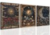 Dark Sun and Moon Celestial Wall Art Spiritual Gothic Tarot Wall Decor Painting Witchy Astrology Mystical Poster Canvas Prints Artwork for Bedroom Living Room 12x16 inch Framed