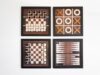 Dark Wood Magnetic Wall Games | Chess | Back Gammon | Tic Tac Toe | Checkers | Wall Hanging or Table Play | Custom Wall Art (Dark Wood Game Set 4)