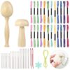 Darning Kit, Sewing Set for Socks, Carpets, Clothes with Darning Egg and Mushroom, Embroidery Kit Includes Large-Eye Needles and Rainbow Colorful Sewing Threads for DIY Handicraft