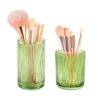 DASITON Makeup Brush Holder Organizer, Crystal Glass Makeup Brushes Storage Holder, Vintage Make Up Brush Cup for Vanity, Pen Pencil Holder for Desk, Toothbrush Holders for Bathroom (Green SL)