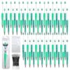 DASTTUIS 150 Pieces DIY Beadable Pen Kit – 50 Plastic Ballpoint Pens with Refills & Bags – School Supplies, Office Accessories & Decorative Items for Students & Teachers (Cyan)
