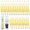 DASTTUIS 150 Pieces DIY Beadable Pens Kit - 50 Fall Plastic Beadable Pens Bulk, Refills & Pen Bags Included - Beaded Pens Black Ink Ballpoint Cute Pens for Students Teacher（Yellow+Golden）