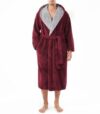 DAVID ARCHY Men's Soft Plush Fleece Robe Full Length Hooded Long Bathrobe for Men with Hood (XXL, Red- Shu Velveteen)