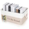 Dawutian TBR Book Organizers and Storage Basket ,Collapsible Storage Basket for Books with Handles, to Be Read List Storage Bin for Office Home Shelves Book Club Members（16.1 x 12.2 x 8.2inch）