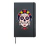 Day Of Dead Flowers Skull Sugar Dia De Los Muertos Mexico Hardcover Journal, Black
