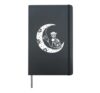 Day of Dead Skeleton Cat Crescent Moon Folk Art Hardcover Journal, Black