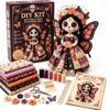 Day of the Dead Patchwork Doll DIY Kit, Sugar Skull Sewing Craft Kits for Adults, Halloween Fabric Doll Making Kit, Halloween Fall Home Decor Handmade Gift for Craft Lovers and Doll Collectors (#B)