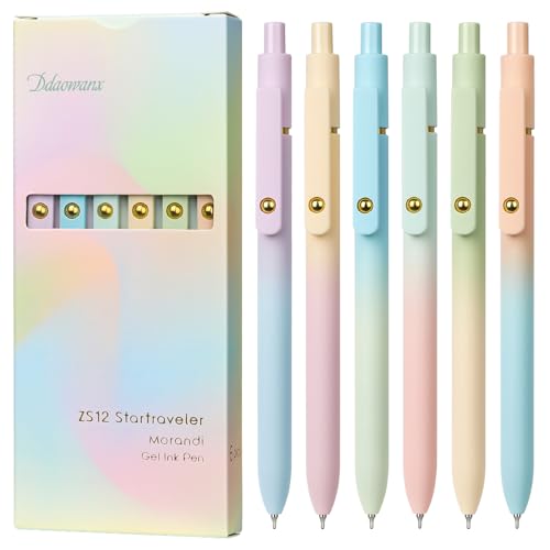 Ddaowanx Gel Pens,0.7mm Quick Dry Black Ink,Fine Point Smooth Writing Pen,Aesthetics Office School Supplies,Gifts for Women,stocking stuffers for teen girls (6 Pcs Gradient, Black)
