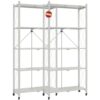 DEANIC 5 Tier Foldable Storage Shelves with Wheels, Large Capacity Shelving Unit, Freestanding Metal Wire Shelf Rack, No Assembly Organizer Rack for Garage Kitchen, Basement, Pantry Gray,2 Pack