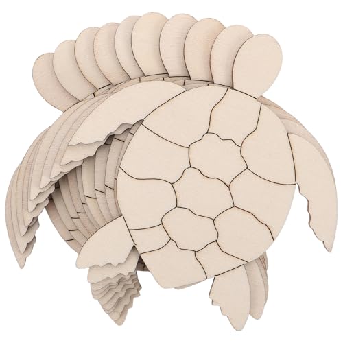 DECHOUS 30pcs Unfinished Turtle Wood Cutouts Multipurpose Decor for DIY and Home Use, Beige Wooden Sea Animal Craft Slices with Ocean Theme Appeal, for Arts and Crafts Projects