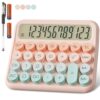 DECKLIT Battery Desk Calculator - 12 Digit Extra Large 5-Inch LCD Display, Big Buttons Easy to Press, 15Tilt Screen for Kids (Green&Pink)