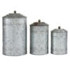 Deco 79 Metal Decorative Jars, Set of 3, 12", 9", 8"H, Galvanized Gray