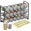 Deco Brothers Spice Rack Stand holder with 18 Bottles and 48 Labels, Black