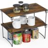 Deco Brothers Stackable Cabinet Shelf, 2 Pack, Rustic Brown
