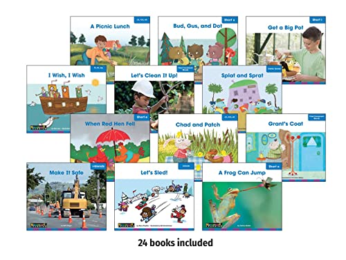 Decodable Readers Book Set: Short Vowels, Consonant Blends, and Digraphs 24-Titles | Reading Age 5-8 | Grade Level 1 | Benchmark Education (Newmark Decodable Readers)