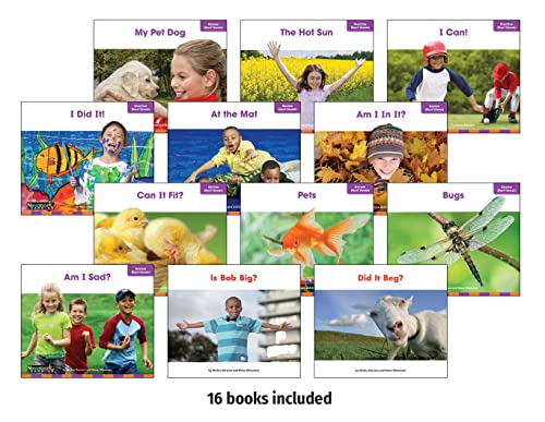Decodable Readers Book Set: Short Vowels Set A 16-Titles | Reading Age 5-8 | Grade Level K-1 | Benchmark Education (Decodable Fluency Builders)