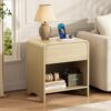 Decofy Nightstand with Charging Station & Storage, Light Oak