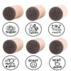 DECORA 6pcs Round Wood Rubber Stamp for School Teachers English Toy Stamp Au116s1p1us1