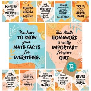 Decorably 12 Math Posters for High School Classroom, 11x14in Inspirational Matte-Laminated Library Decor - for Hallways, Bulletin Boards, Home Study Room