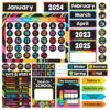 Decorably 143 Pcs Cutouts Chalkboard Classroom Calendar Bulletin Board Set