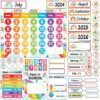 Decorably 147 Pcs Cutouts Rainbow Classroom Calendar Bulletin Board Set