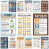 Decorably 15 Boho Rainbow Parts of Speech ELA Classroom Posters, 11x17in