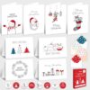 Decorably 16 Pack 5x7in Minimalist Pack of Assorted Christmas Cards